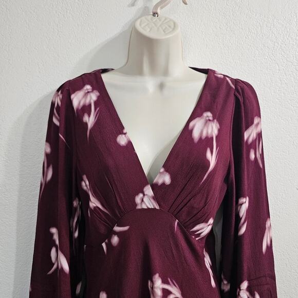 MADEWELL V-Neck Cuff Sleeve Maxi Dress in Floral Bordeaux Size 6 NWT - Picture 6 of 15